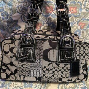 Vintage Y2K Coach Soho Satchel Black Signature Patchwork Shoulder Bag F12317